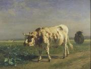 constant troyon The white bull. Sweden oil painting artist